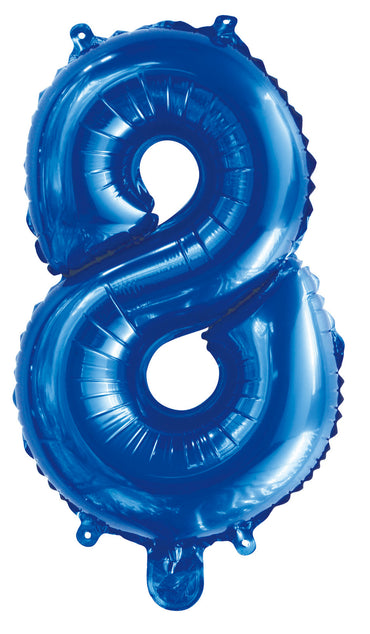 Number 8 Royal Blue Foil Balloon 35cm - Party Savers