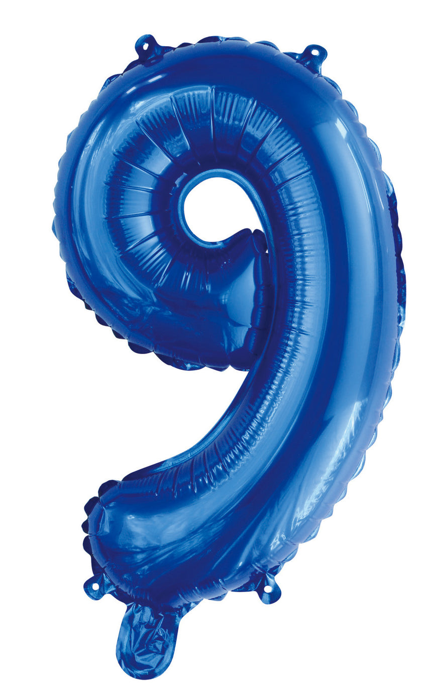 Number 9 Royal Blue Foil Balloon 35cm - Party Savers