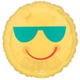 Yellow Smiley Face & Sunglasses Foil Balloon 45cm Each