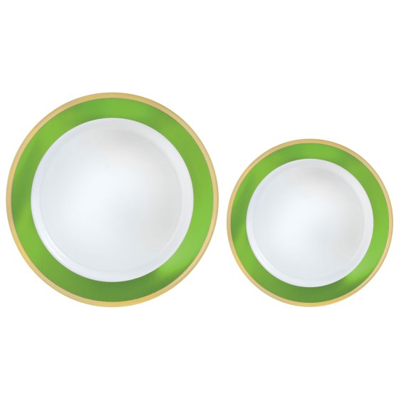 Kiwi Green Border Hot Stamped Premium Plastic Plates 20pk