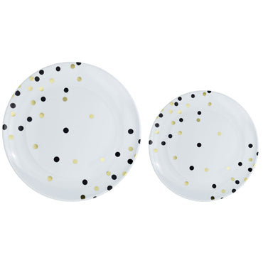 Jet Black Dotted Hot Stamped Premium Plastic Plates 20pk