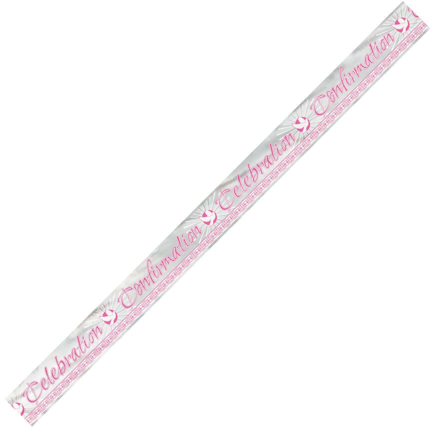 Radiant Cross Pink Confirmation Foil Banner 3.6m - Party Savers