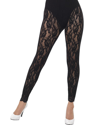 Black 80s Lace Leggings - Party Savers