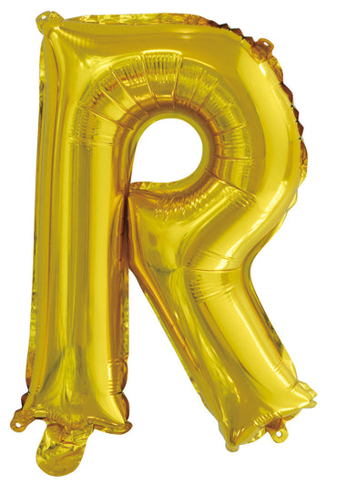 Letter R Gold Foil Balloon 35cm - Party Savers