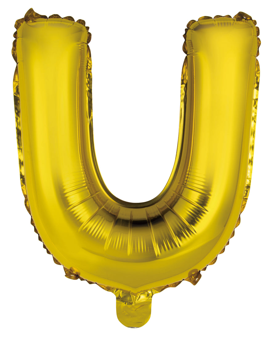 Letter U Gold Foil Balloon 35cm - Party Savers