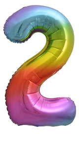 Rainbow Number 2 Foil Balloon 86cm Each