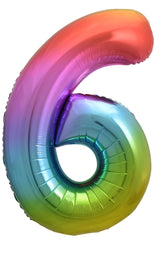 Rainbow Number 6 Foil Balloon 86cm Each