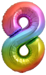 Rainbow Number 8 Foil Balloon 86cm Each