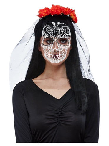 Day of the Dead Headband with Printed Veil each