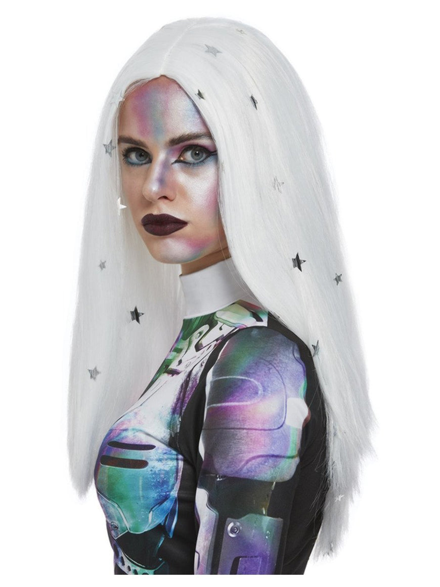 Cosmic White & Silver Wig with Stars each