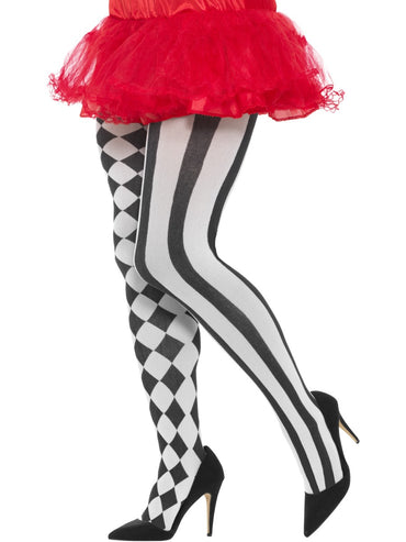 White Harlequin Tights - Party Savers