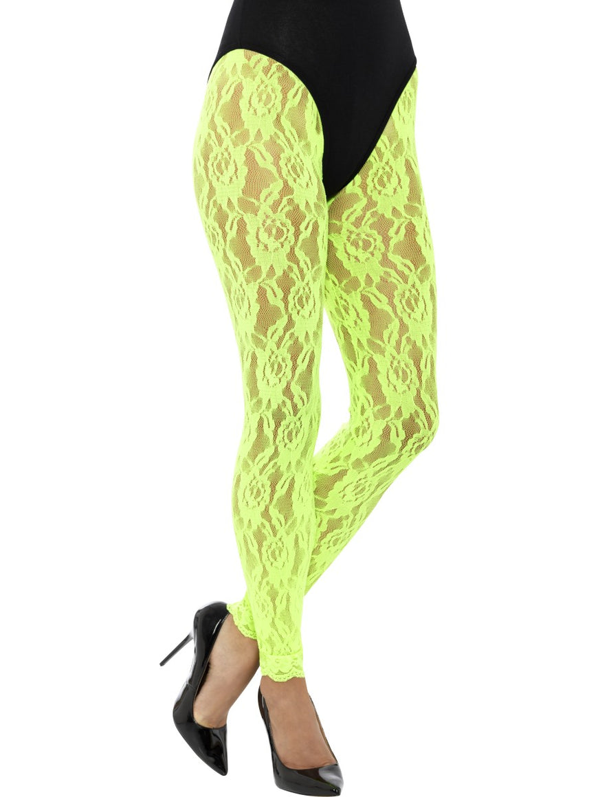 Green 80s Lace Leggings - Party Savers