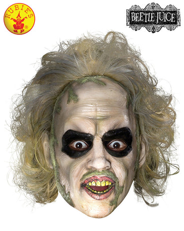 Beetlejuice 3/4 Vinyl Mask With Hair - Party Savers