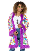 Women's Costume - 60s Groovy Hippie Coat - Party Savers