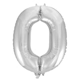 Number 0 Silver Foil Balloon 86cm - Party Savers