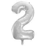 Number 2 Silver Foil Balloon 86cm - Party Savers