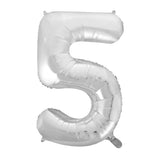 Number 5 Silver Foil Balloon 86cm - Party Savers