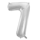 Number 7 Silver Foil Balloon 86cm - Party Savers