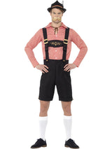 Mens Costume - Red Oktoberfest Lederhosen - Party Savers