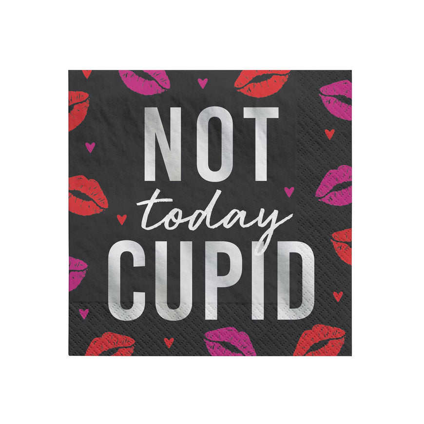 Anti Valentine's Day NOT today CUPID Beverage Napkins 16pk