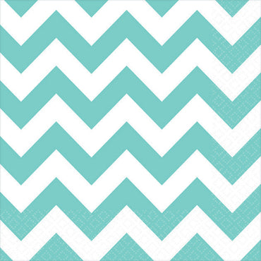 Robin's Egg Blue Chevron Beverage Napkins 25cm x 25cm 16pk