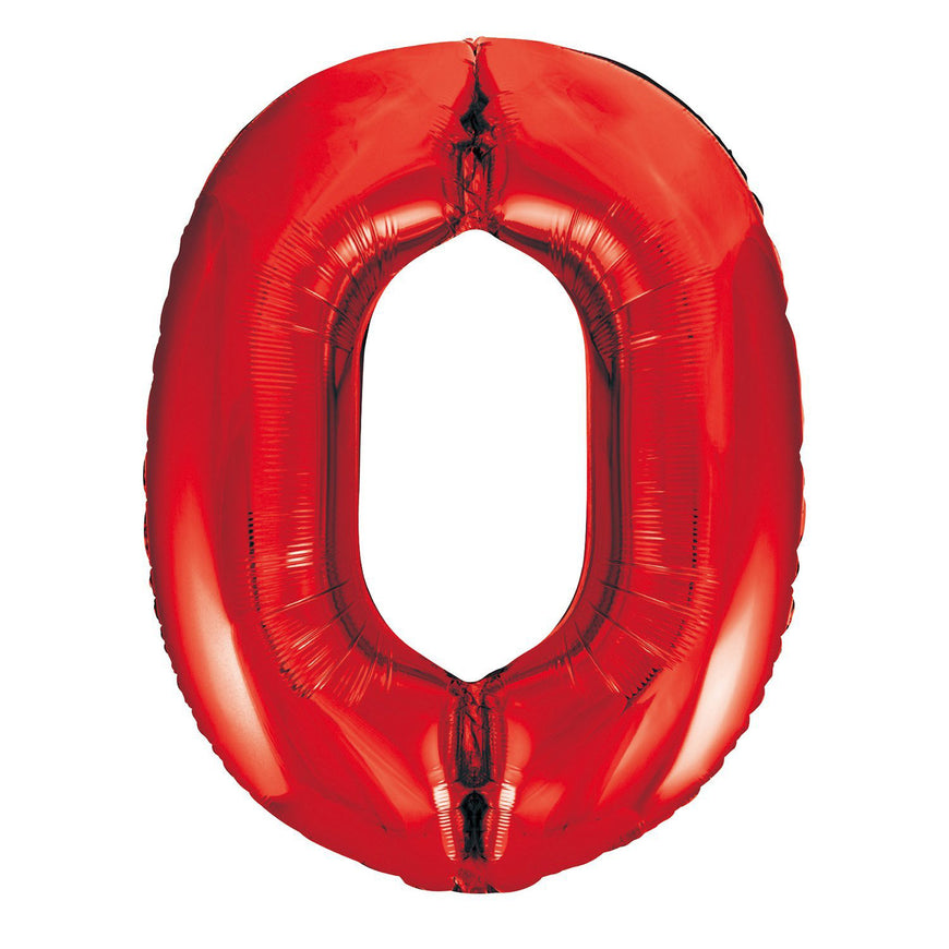 Number 0 Red Foil Balloon 86cm - Party Savers