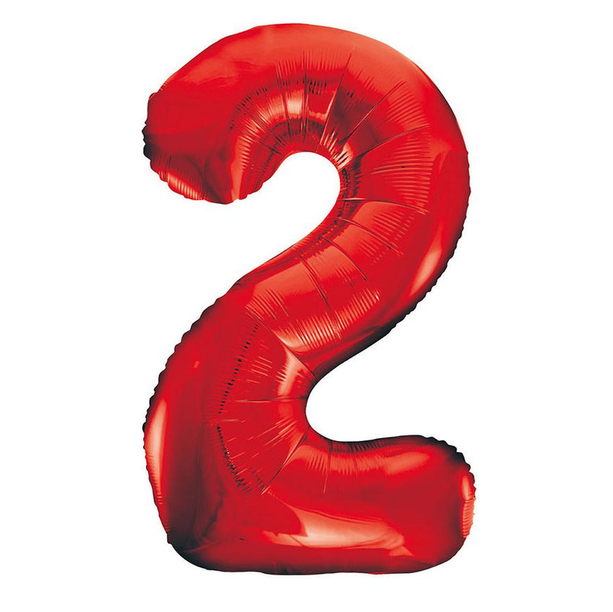 Number 2 Red Foil Balloon 86cm - Party Savers