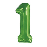 Number 1 Lime Green Foil Balloon 86cm - Party Savers