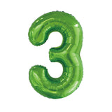 Number 3 Lime Green Foil Balloon 86cm - Party Savers