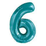 Number 0 Teal Foil Balloon 86cm - Party Savers