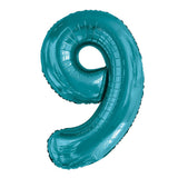 Number 8 Teal Foil Balloon 86cm - Party Savers