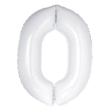 Number 0 White Foil Balloon 86cm - Party Savers