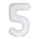 Number 5 White Foil Balloon 86cm - Party Savers