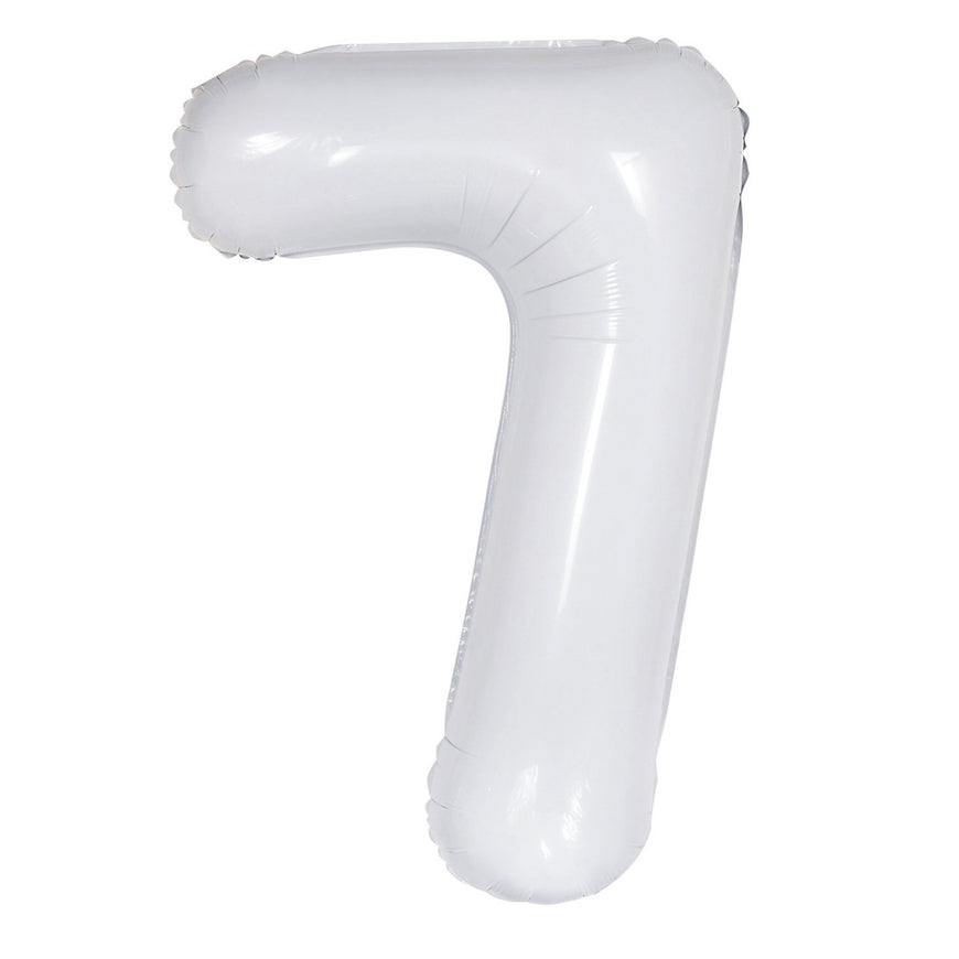 Number 7 White Foil Balloon 86cm - Party Savers