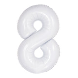 Number 8 White Foil Balloon 86cm - Party Savers