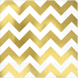 Rose Gold Premium Chevron Hot-Stamped Lunch Napkins 16pk - Party Savers