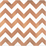 Rose Gold Premium Chevron Hot-Stamped Lunch Napkins 16pk - Party Savers