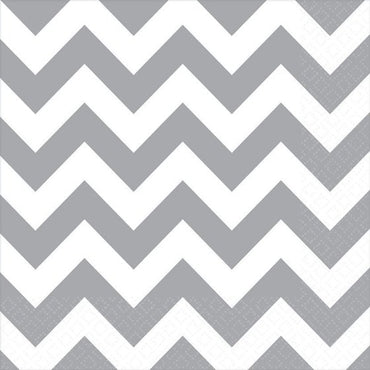 Frosty White Chevron Lunch Napkins 33cm x 33cm 16pk