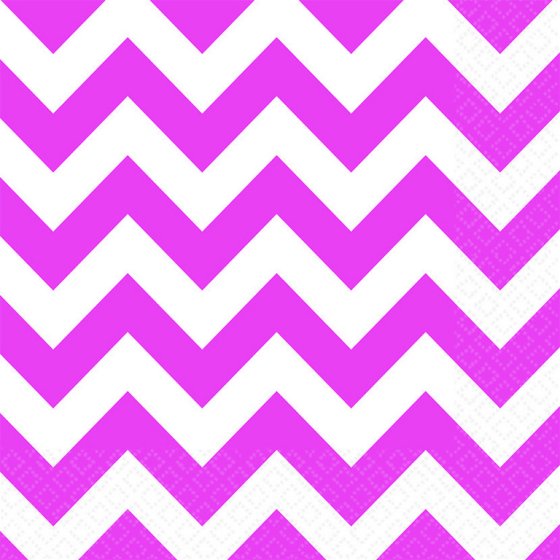 Bright Pink Chevron Lunch Napkins 33cm x 33cm 16pk