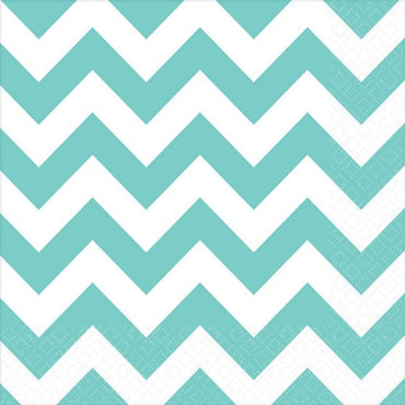 Robin's Egg Blue Chevron Lunch Napkins 33cm x 33cm 16pk