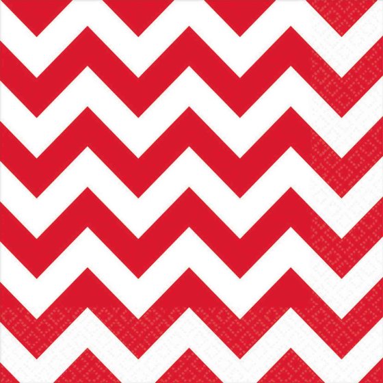 Apple Red Chevron Lunch Napkins 33cm x 33cm 16pk