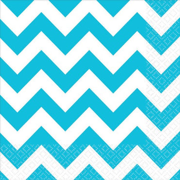 Caribbean Blue Chevron Lunch Napkins 33cm x 33cm 16pk