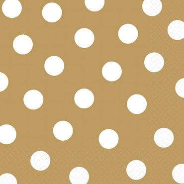 Gold Dots Lunch Napkins 33cm x 33cm 16pk