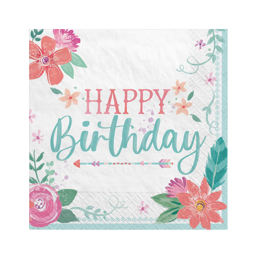 Free Spirit Happy Birthday Lunch Napkins 16Pk