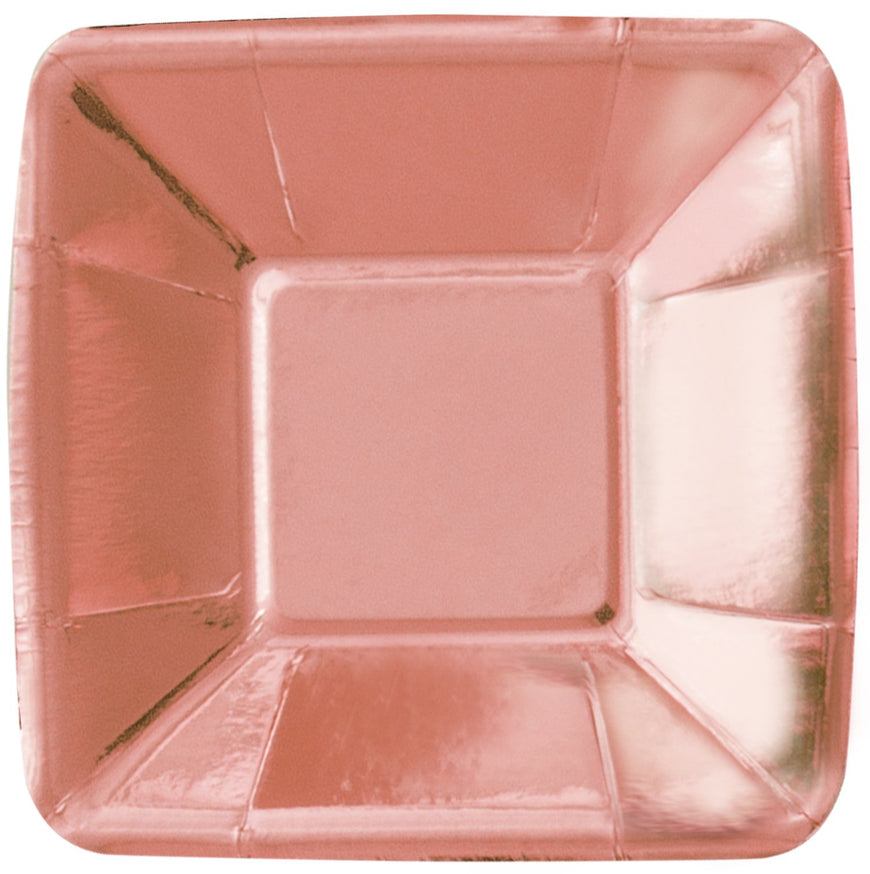 Rose Gold Foil Square Appetizer Plates 13cm 8pk - Party Savers