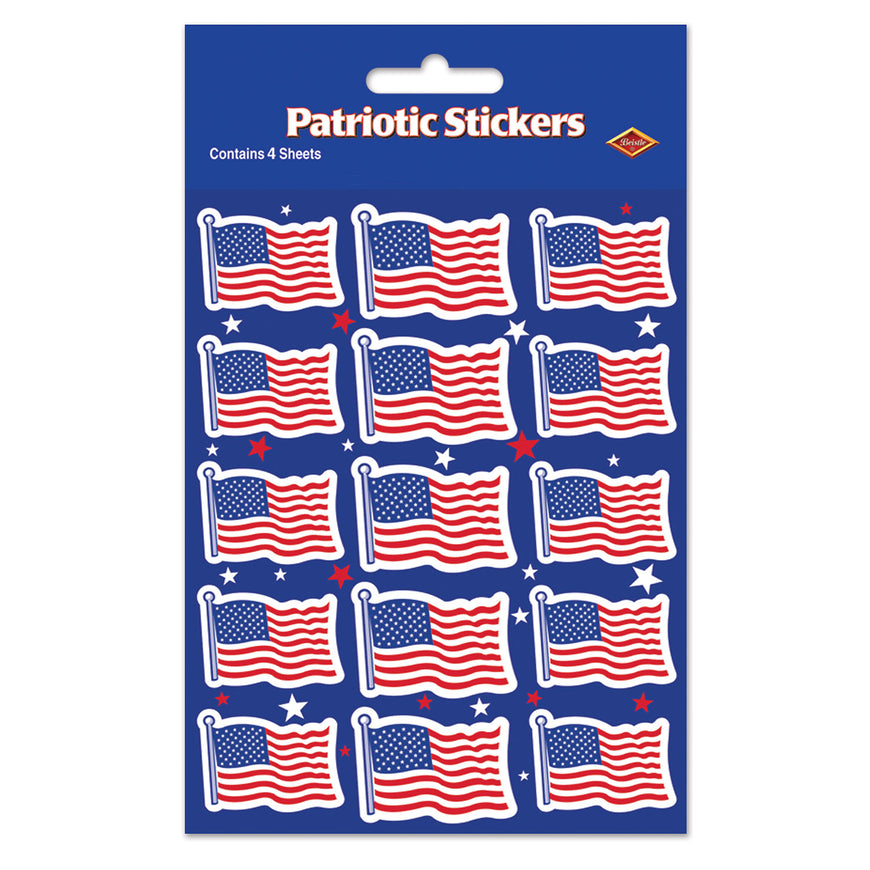 U S Flag Stickers 4sheets - Party Savers