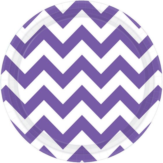 Chevron Round Paper Plates 17cm 8pk