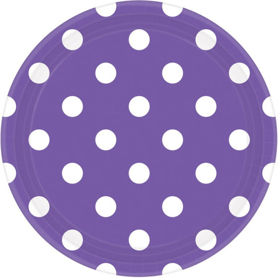 Dots 17cm Round Paper Plates 8pk