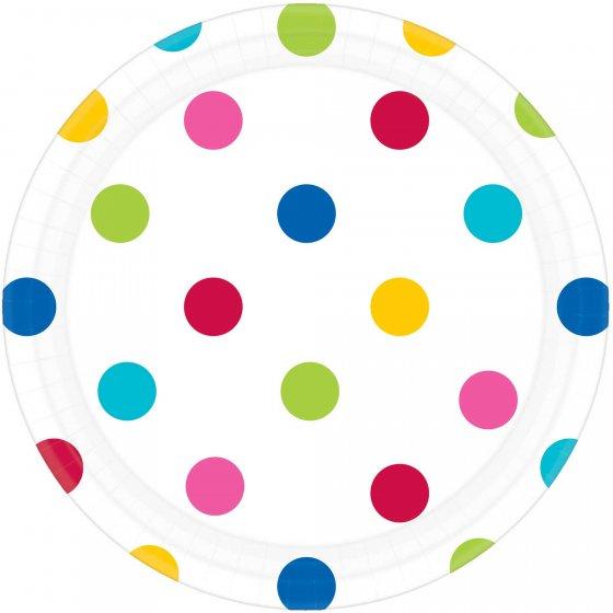 Dots 17cm Round Paper Plates 8pk