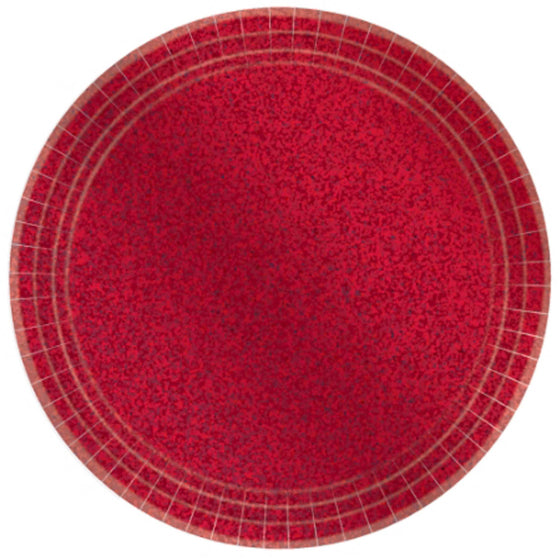 Apple Red Prismatic Round Paper Plates 17cm 8pk